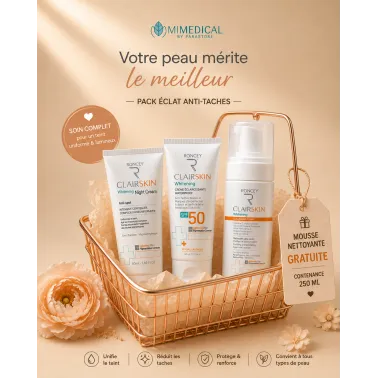 PACK RONCEY CLAIRSKIN WHITENING NIGHT CREAM + WHITENING WATERPROOF SPF50 + CLEANSING FOAM 250 ML GRATUITE