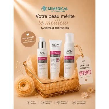 PACK ACM DÉPIWHITE SÉRUM INTENSIF + SOIN INTENSIF ANTI-TACHES + MOUSSE NETTOYANTE ÉCLAIRCISSANTE OFFERTE