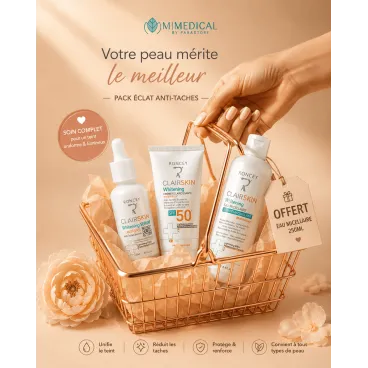PACK RONCEY CLAIRSKIN SERUM ÉCLAIRCISSANT + WHITENING WATERPROOF SPF50 + EAU MICELLAIRE GRATUITE
