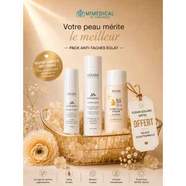 PACK BABE DÉPIGMENTANT SERUM INTENSIF + LOTION GLOW + SUPER FLUID SPF50 GRATUIT