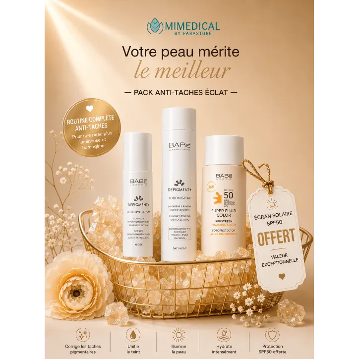 PACK BABE DÉPIGMENTANT SERUM INTENSIF + LOTION GLOW + SUPER FLUID SPF50 GRATUIT