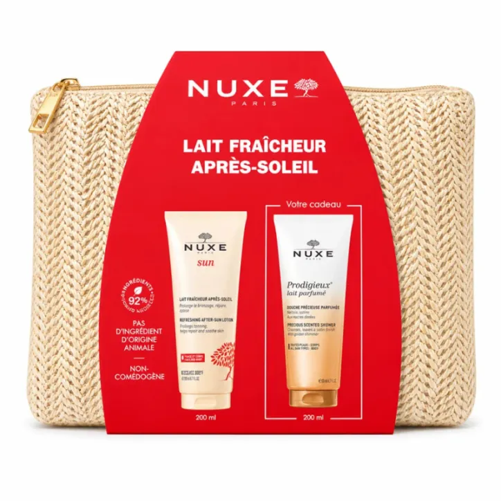 NUXE LAIT FRAICHEUR APRES SOLEIL+HUILE DE DOUCHE 200ML (OFFERT)+TROUSSE (OFFERT)