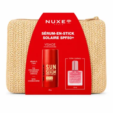 NUXE SERUM EN STICK SPF50+ 25GR+HUILE PRODIGIEUSE OR FOLARALE (OFFERT)+TROUSSE (OFFERT)
