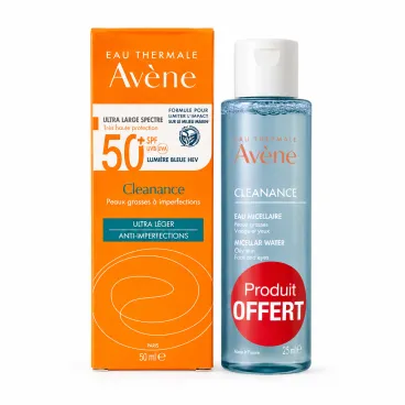 AVENE CLEANANCE ULTRA LEGERE ANTI IMPERFECTIONS SPF50+ 50ML + EAU MICELLAIRE 100ML OFFERTE