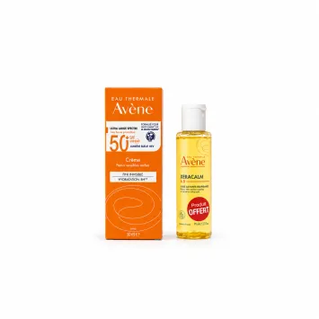 AVENE SOIN SOLAIRE PEAUX PEAUX SENSIBLES SECHES SPF 50+ 50ML + XERACALM HUILE LAVANTE 100ML OFFERTE