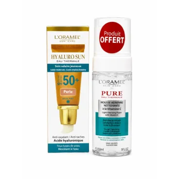 L'ORAMEL HYALUROSUN ECRAN TEINTÉ PERLE SPF50+ 50ML + MOUSSE NETTOYANTE GRATUITE