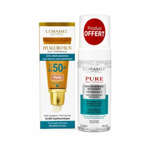 L'ORAMEL HYALUROSUN ECRAN TEINTÉ PERLE SPF50+ 50ML + MOUSSE NETTOYANTE GRATUITE