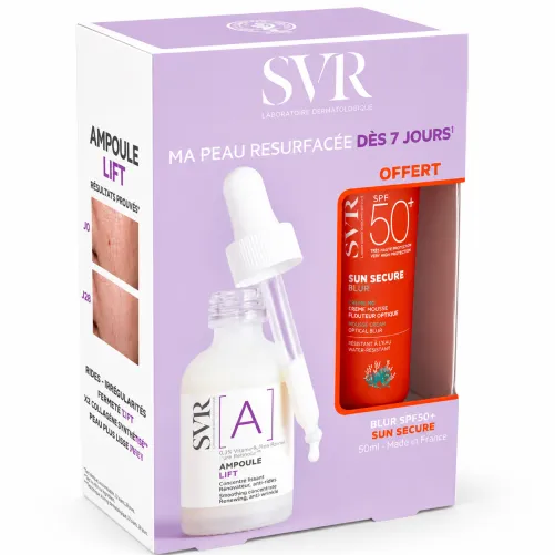 SVR COFFRET [A] AMPOULE LIFT 30ML+SUN SECURE BLUR SANS PARFUM SPF50+ 15ML (OFFERT)