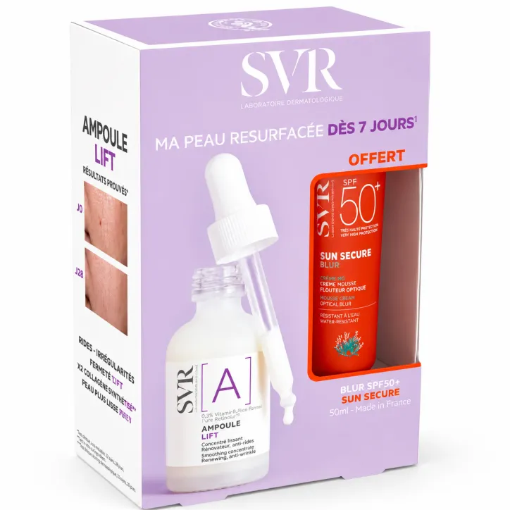 SVR COFFRET [A] AMPOULE LIFT 30ML+SUN SECURE BLUR SANS PARFUM SPF50+ 15ML (OFFERT)