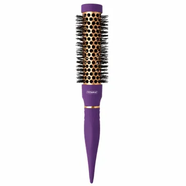 TITANIA BROSSE RONDE A AME METALLIQUE VIOLET/CUIVRE 25MM