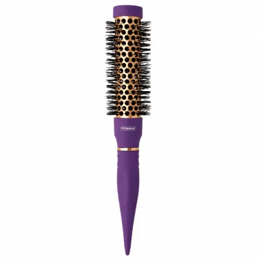 TITANIA BROSSE RONDE A AME METALLIQUE VIOLET/CUIVRE 25MM TITANIA BROSSE RONDE A AME METALLIQUE VIOLET/CUIVRE 25MM