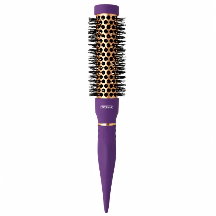 TITANIA BROSSE RONDE A AME METALLIQUE VIOLET/CUIVRE 25MM