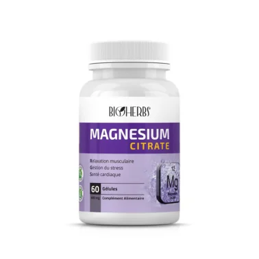 BIOHERBS MAGNÉSIUM CITRATE  60 GÉLULES