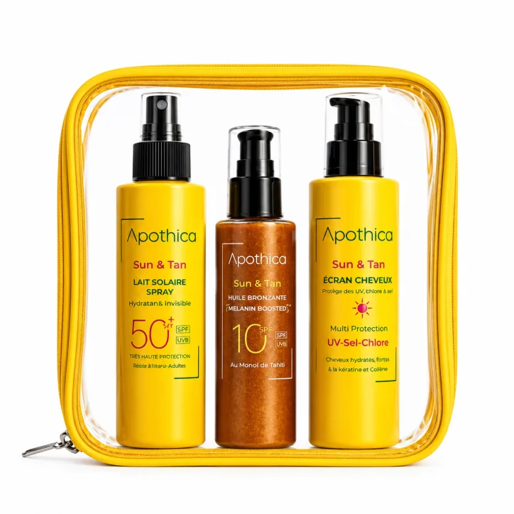 APOTHICA ECRAN CHEVEUX 150ML+ LAIT SOLAIRE SPRAY 150ML+ HUILE BRONZANTE SPF10 150ML (OFFERT)