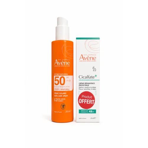 AVENE SOLAIRE SPRAY ADULTE HAUTE PROTECTION SPF50+ 200ML+CICALFATE CREME REPARATRICE PROTECTRICE 40ML(OFFERT)