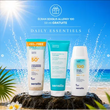 PACK SENSILIS GEL CREAM 50+ + SENSILIS PURIFY ESSENTIAL CLEANSER = SENSILIS SOLAR ALLERGY FLUID 100 OFFERT