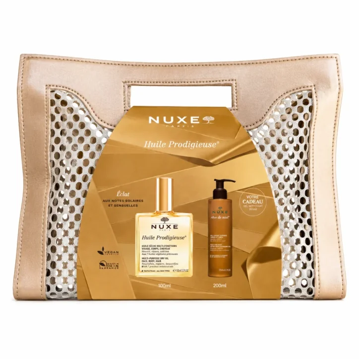 NUXE HUILE PRODIGIEUSE 100ML + RÊVE DE MIEL GEL SURGRAS 200ML ET SAC OFFERTS