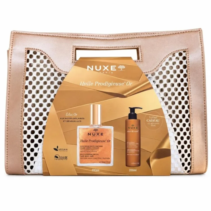 NUXE HUILE PRODIGIEUSE OR 100ML + GEL NETTOYANT 200ML ET SAC OFFERTS