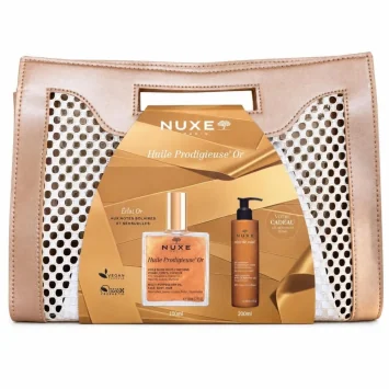 NUXE HUILE PRODIGIEUSE OR 100ML + GEL NETTOYANT 200ML ET SAC OFFERTS