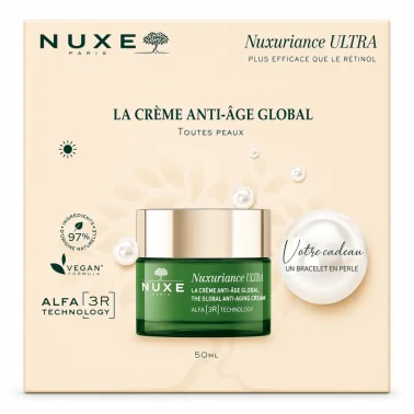 NUXE COFFRET LA CREME DE JOUR ANTI AGE GLOBAL 50ML + BRACELET EN PERLE OFFERT NUXE COFFRET LA CREME DE JOUR ANTI AGE GLOBAL 50ML + BRACELET EN PERLE OFFERT