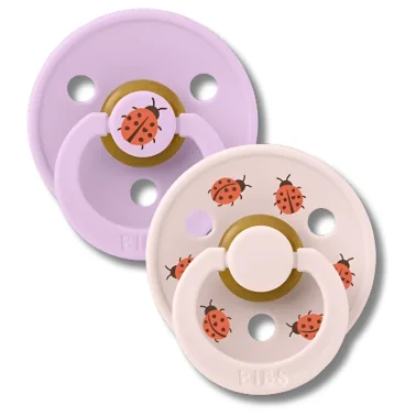 BIBS NATURAL RUBBER LOT DE 2 SUCETTES LADYBUG VIOLET SKY/PETAL TAILLE 1