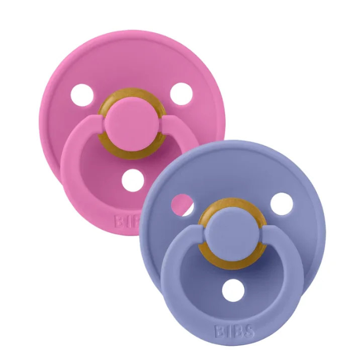 BIBS 02 SUCETTES COLOUR NATURAL RUBBER BUBBLGUM PERI SIZE 1 0 À 6 MOIS