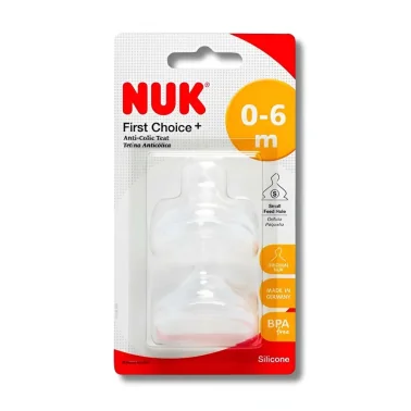 NUK LOT DE 2 TETINES FIRST CHOICE+ 0-6 MOIS TAILLE S NUK LOT DE 2 TETINES FIRST CHOICE+ 0-6 MOIS TAILLE S