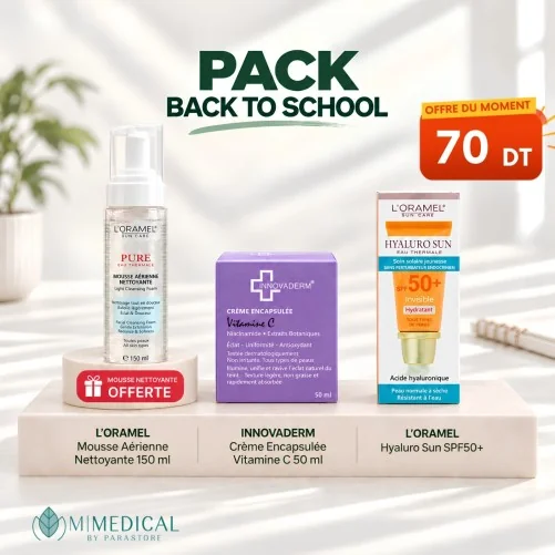 PACK INNOVADERM CRÈME ENCAPSULÉE VITAMINE C + L’ORAMEL HYALURO SUN SPF50+ + L’ORAMEL PURE MOUSSE NETTOYANTE OFFERTE