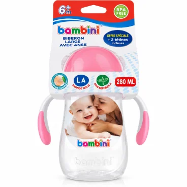 BAMBINI BIBERON LARGE AVEC ANSES 280ML