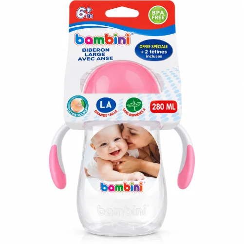 BAMBINI BIBERON LARGE AVEC ANSES 280ML