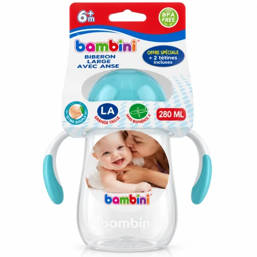 BAMBINI BIBERON LARGE AVEC ANSES 280ML