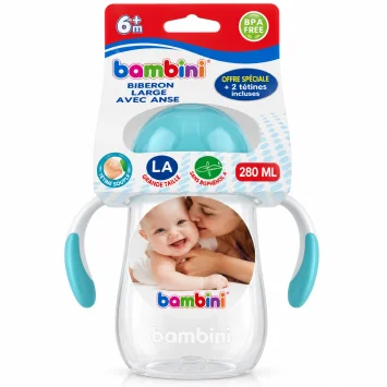 BAMBINI BIBERON LARGE AVEC ANSES 280ML