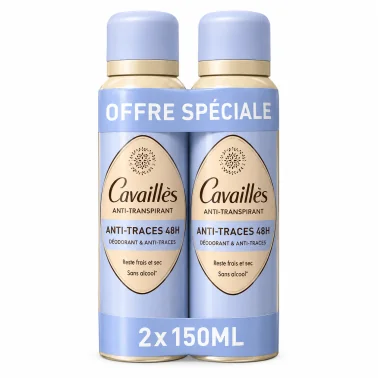 CAVAILLES DEODORANT ANTI-TRANSPIRANT ET ANTI-TRACES 48H SPRAY LOT DE 2 X 150ML CAVAILLES DEODORANT ANTI-TRANSPIRANT ET ANTI-TRACES 48H SPRAY LOT DE 2 X 150ML