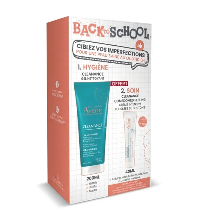 AVENE CLEANANCE COMEDOMED PEELING 40ML + GEL NETTOYANT 200ML OFFERT