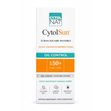 CYTOLNAT CYTOLSUN OIL CONTROL ECRAN SOLAIRE INVISIBLE SPF50+ 50ML CYTOLNAT CYTOLSUN OIL CONTROL ECRAN SOLAIRE INVISIBLE SPF50+ 50ML