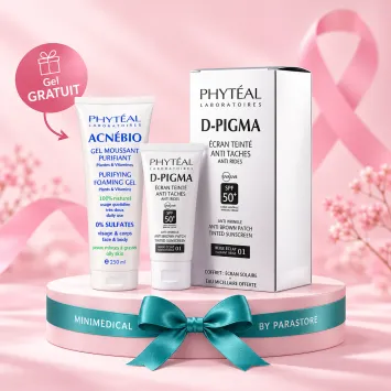 PACK PHYTÉAL D-PIGMA ÉCRAN TEINTÉ BEIGE ÉCLAT 01 SPF50+ 50 ML + ACNÉBIO GEL MOUSSANT PURIFIANT 250 ML OFFERT