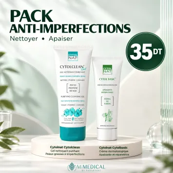 CYTOLNAT PACK ANTI-IMPERFECTIONS CYTOLCLEAN GEL NETTOYANT PURIFIANT + CYTOLBASIC CRÈME DERMATOLOGIQUE APAISANTE ET RÉPARATRICE